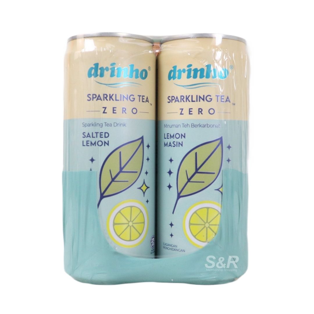 Drinho Salted Lemon Zero Sparkling Tea Drink 320mL x 4 cans